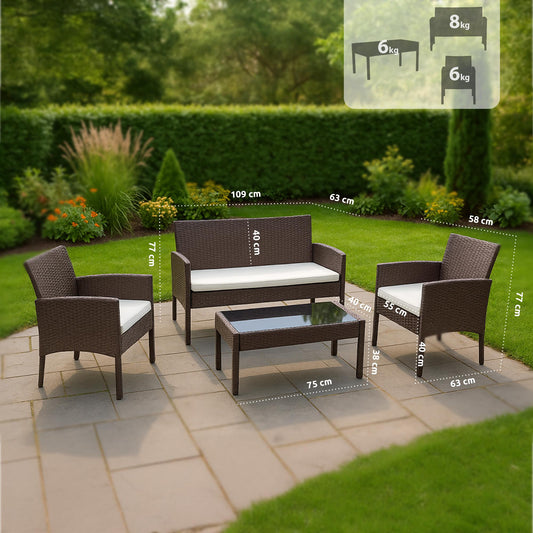 Polyrattan Sitzgruppe Ramunda braun