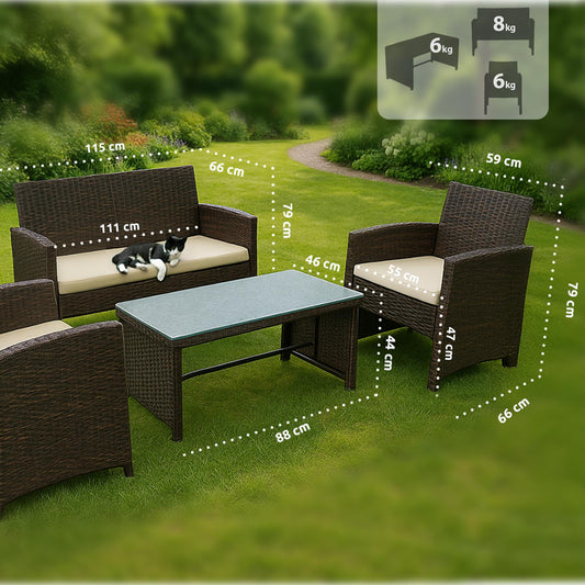 Polyrattan Sitzgruppe Toruba braun