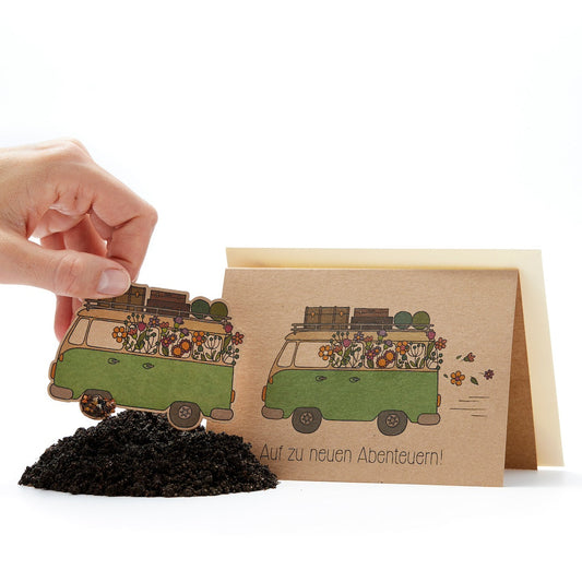 Grußkarte "Auf zu neuen Abenteuern"