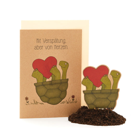 Grußkarte "Mit Verspätung"
