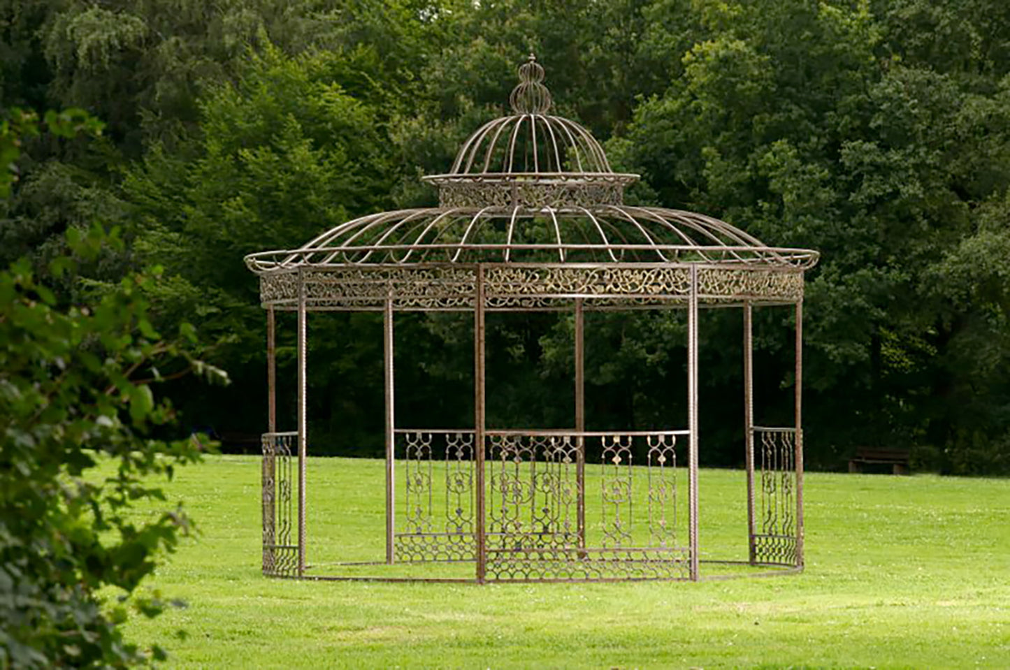 Luxus Pavillon Romantik V2 rund 350 cm antik braun