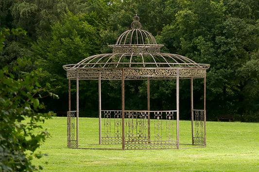 Luxus Pavillon Romantik V2 rund 350 cm antik braun