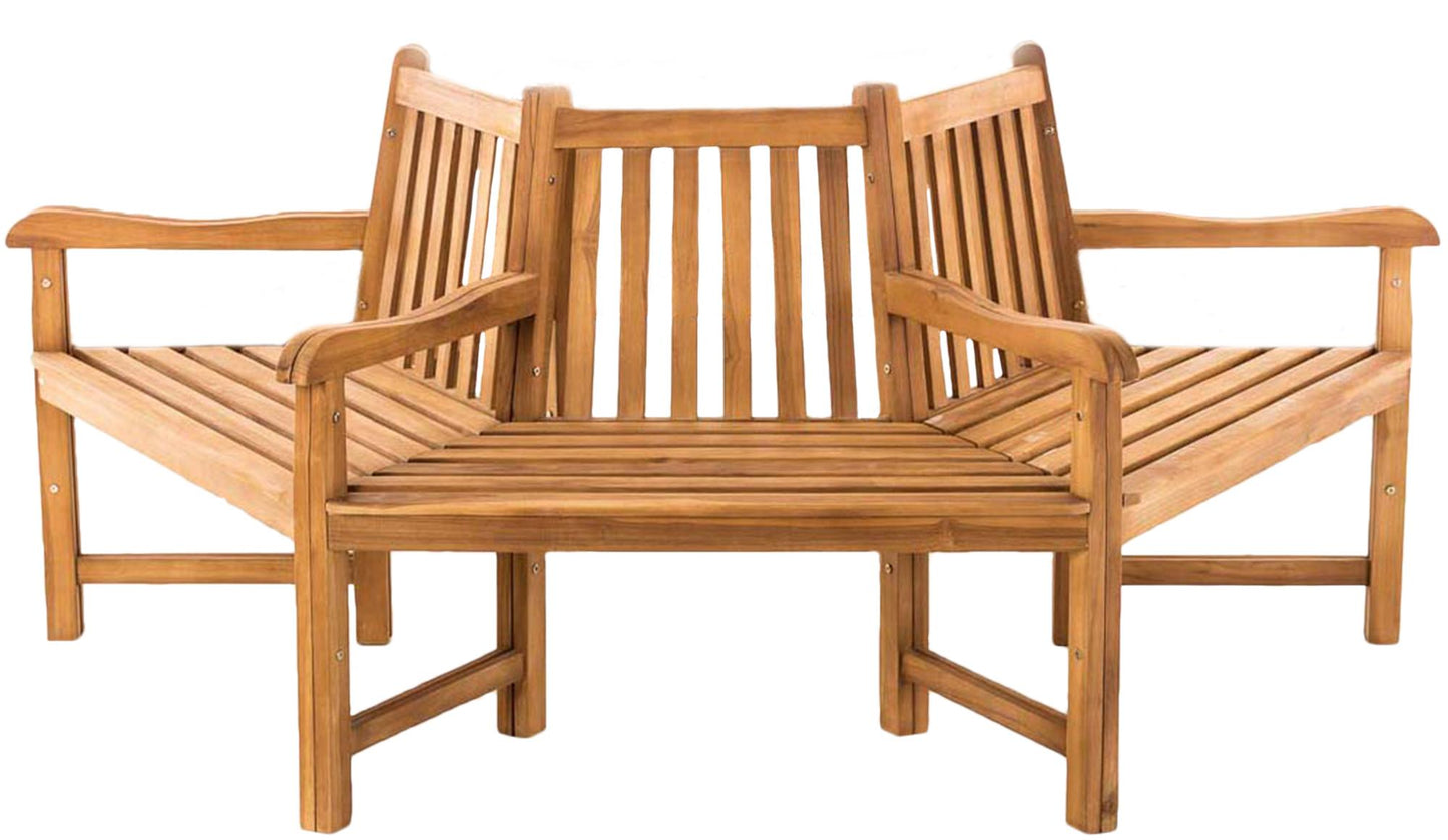 Teakbaumbank Kenna halbrund  250 cm Wetterfeste Holzbank Ganzjährig