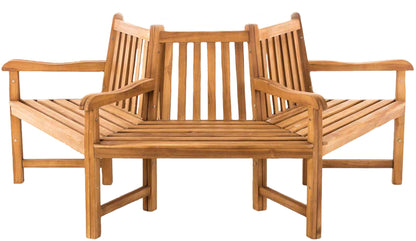Teakbaumbank Kenna halbrund  250 cm Wetterfeste Holzbank Ganzjährig