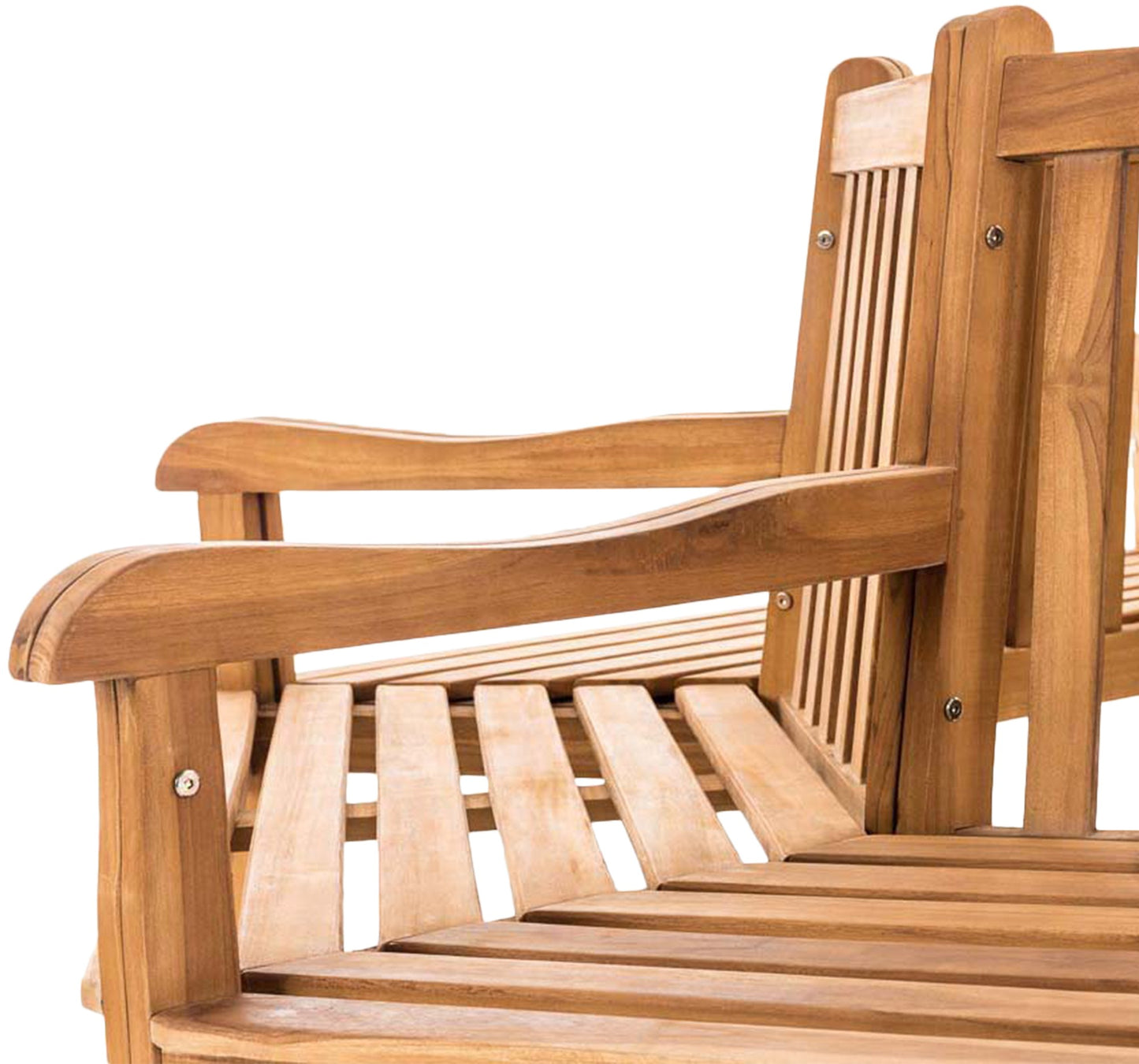 Teakbaumbank Kenna halbrund  250 cm Wetterfeste Holzbank Ganzjährig