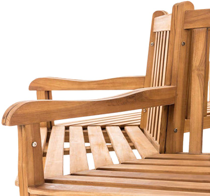 Teakbaumbank Kenna halbrund  250 cm Wetterfeste Holzbank Ganzjährig