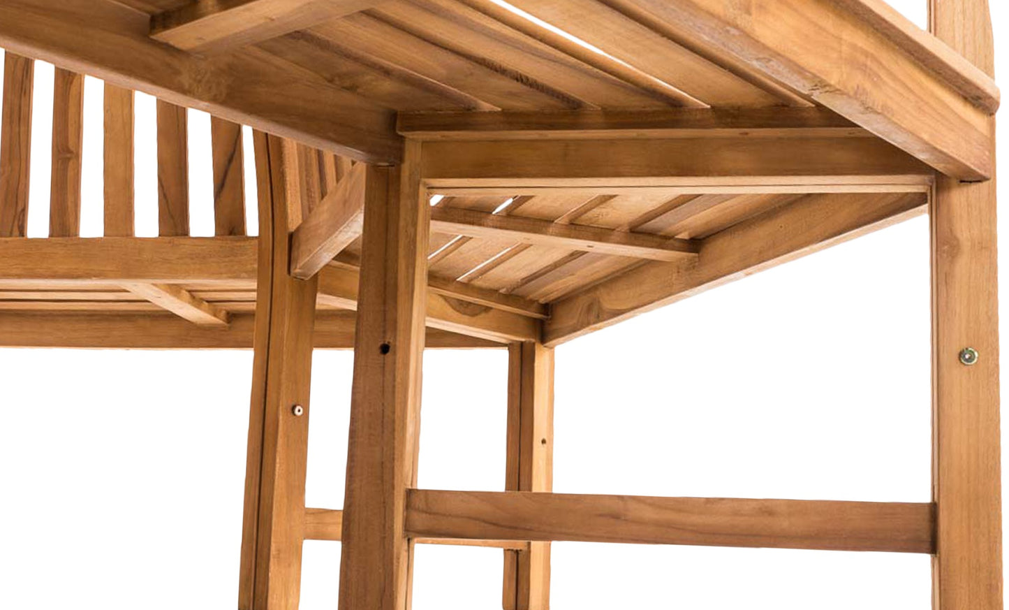 Teakbaumbank Kenna halbrund  250 cm Wetterfeste Holzbank Ganzjährig