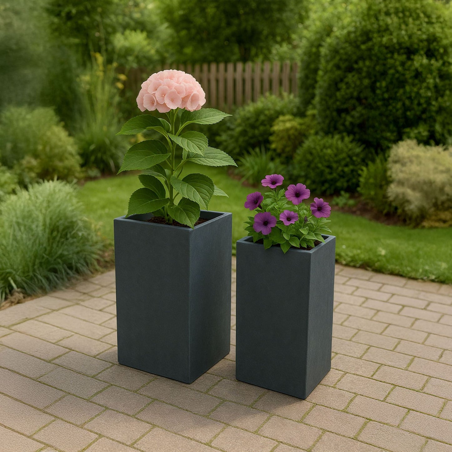 2er Set Pflanzkübel quadratisch 3