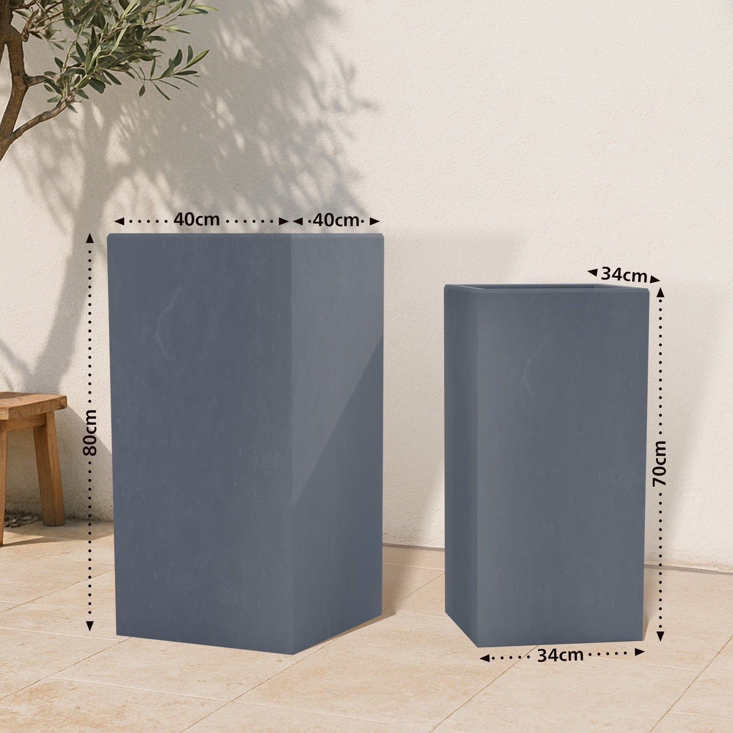2er Set Pflanzkübel quadratisch 3
