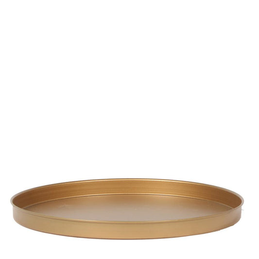 Dekoratives Tablett – Rundes goldenes Tablett Ø30cm – Metalltablett im luxuriösen Design – Vielseitiges Deko-Accessoire für Pflanzen, Kerzen & Wohndeko – Stilvolle Ablage für Wohnzimmer, Esstisch & Anrichte
